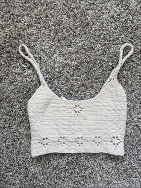 Free People Crochet Spaghetti-Strap Camisole in Cream